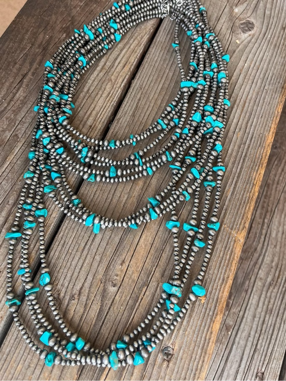 NWT - Navajo Bead & Turquoise Chip Stone - Necklace